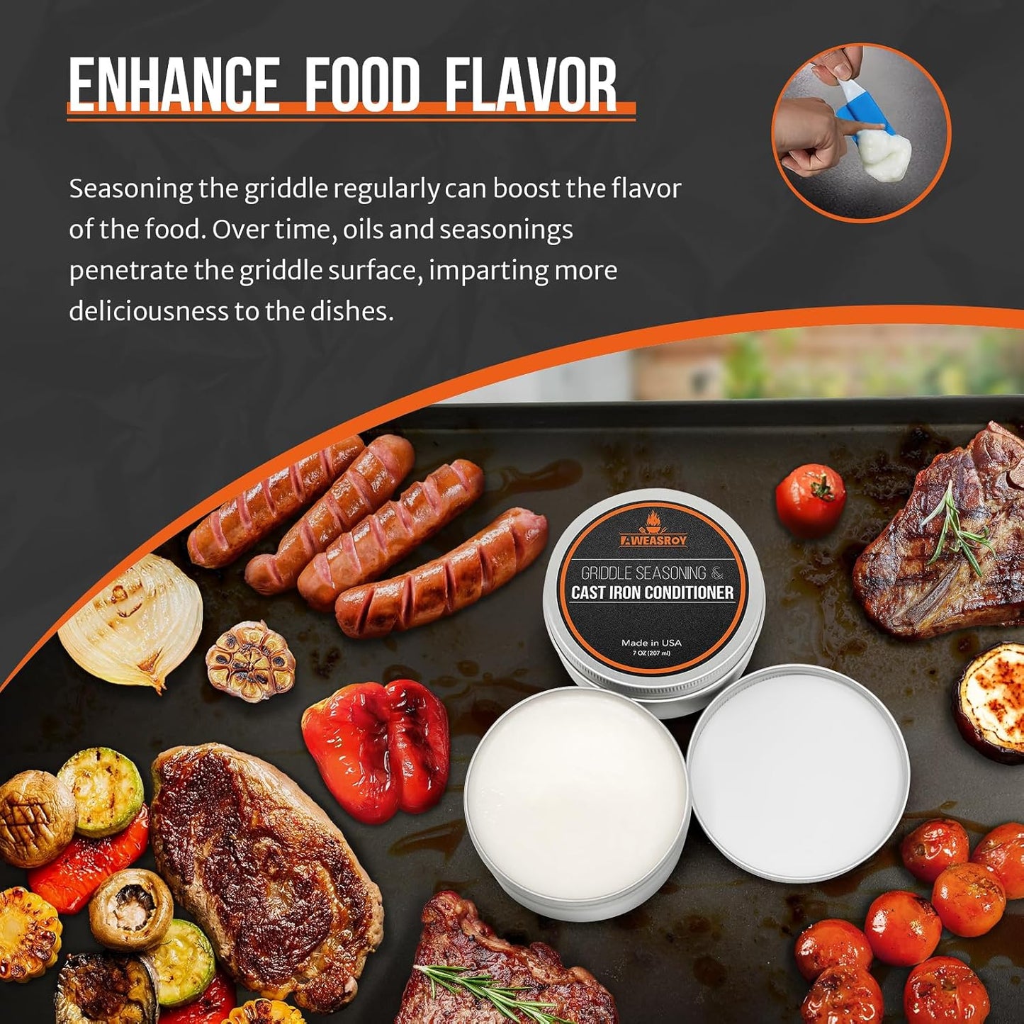 AWEASROY Griddle Seasoning Conditioner - 7 OZ Food Safe Kit with Rust Remover for Blackstone & Cast Iron