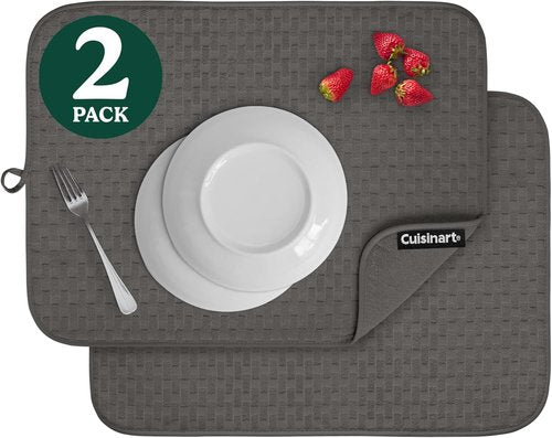 Cuisinart Dish Drying Mats - Ultra Absorbent XL 18" x 24" | Foldable, Machine Washable, Fast Drying (Cascading Check)