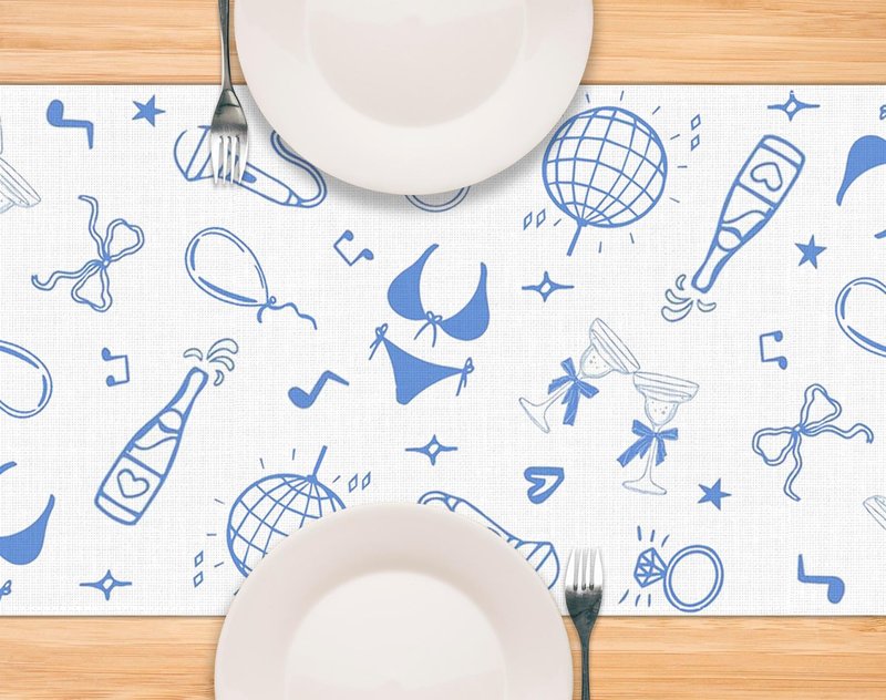 Pudodo Mamma Mia Table Runner Italian Themed Bachelorette Party Last Disco Wedding Bridal Shower Kitchen Dining Room Home Decoration (13" x 72")