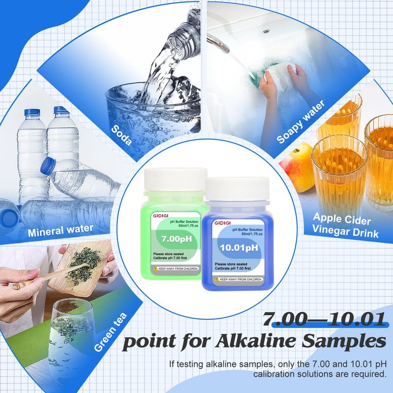 pH Calibration Solution Kit (4,7,10 pH Buffer Solution) & pH Electrode Storage Solution 3 * 50ml pH Buffer Calibration Solution + KCl pH Probe Storage Solution for All pH Meters with High Accuracy