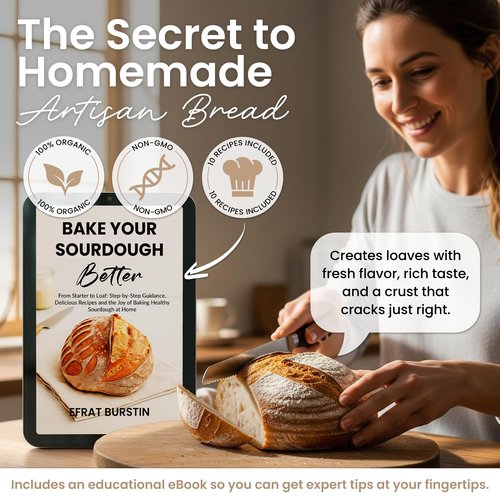 ERNEY Dehydrated Sourdough Starter for Bread Making - Perfect Rise Organic Sourdough Bread Flour with Instruction - Versatile Homemade Pastry Flour Perfect for Artisan Loaf Pizza Muffins - 1 pack