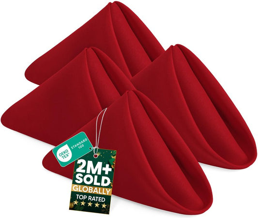 Utopia Home Red Cloth Napkins (12 Pack, 17x17 Inches), Ideal Dinner Napkins for Party, Wedding and Lunch/Dinner