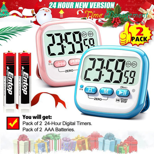 Antonki 2 Pack Classroom Timers for Kids Teachers, Magnetic Countdown Digital Kitchen Timer for Cooking, Study, Exercise, Games, Time Mangement - Loud/Silent Mode - Battery Included