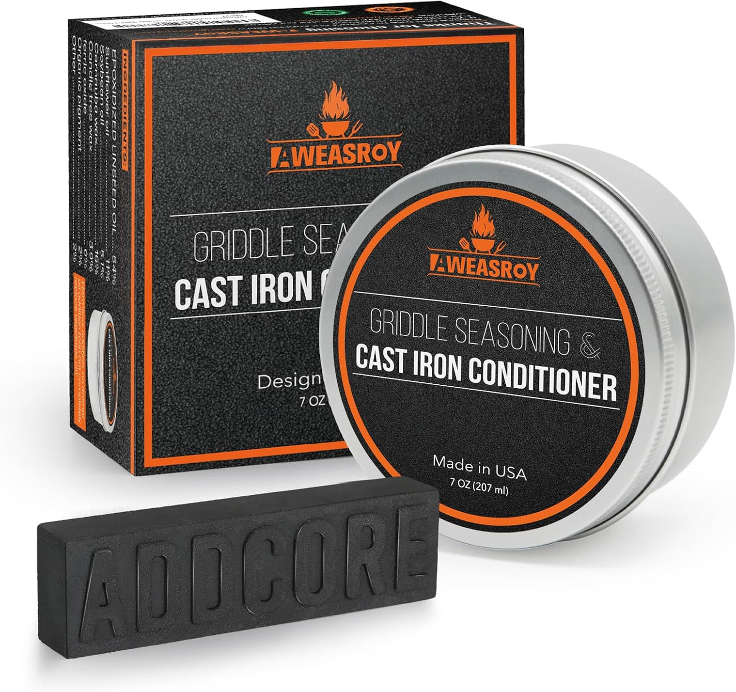 AWEASROY Griddle Seasoning Conditioner - 7 OZ Food Safe Kit with Rust Remover for Blackstone & Cast Iron