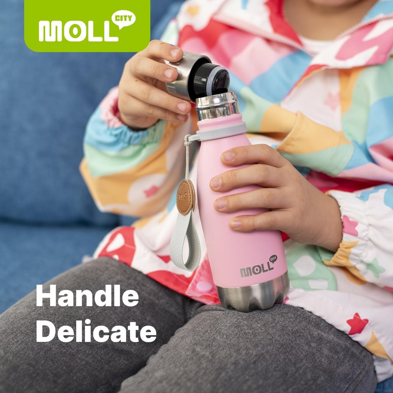 Mollcity 9 oz Water Bottle Stainless Steel Double Wall Vacuum Insulated Sports Water Bottle for Kids, Small Mini Cola Shape Water Bottle Leak Proof (Purple-Royal Blue)
