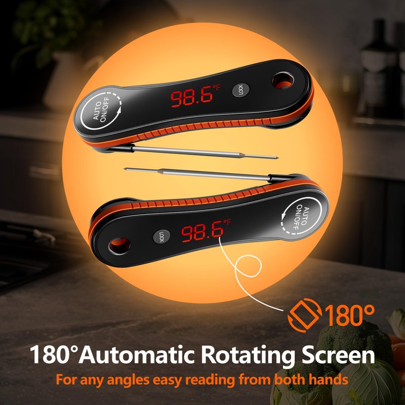 0.5s Instant Read Digital Meat Thermometer, Paysean ±0.5℉ with Auto-Rotating Backlit Display, IP67 Waterproof and Calibration for Cooking, Candy, Grilling, BBQ, Liquid, Smoker, Beef