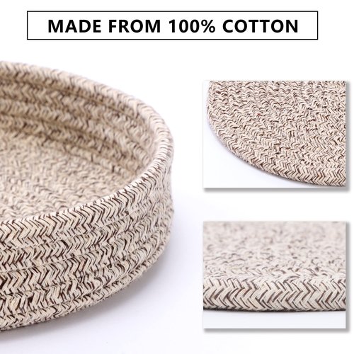 Coga Trivets for Hot Dishes, Trivets for Hot Pots and Pans, 7 Inchs Hot Pads 4 Pcs and Storage Basket for Countertops, Pot Holders for Kitchen, Cotton Table Protector Hot Mats Heat Resistant (Brown)