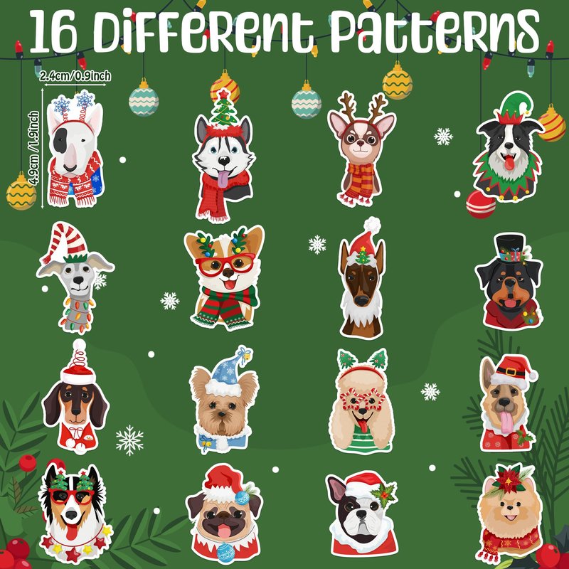 BkeeCten Christmas Dog Head Stickers - 1000 Pcs Xmas Winter Wonderland Dog Waterproof Vinyl Reusable Laptop Stickers Coloring Book Scrapbook Water Bottle Page Activity Pad Party Favors Kids Skateboard