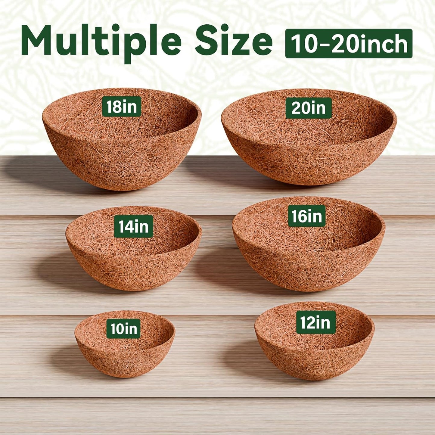 ZeeDix Coconut Liners - 10 Inch Round Coir Replacement for Planters | Ideal for Flowers & Vegetables