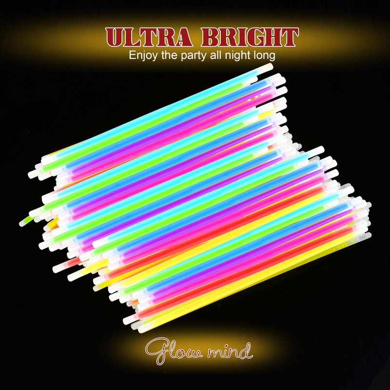 JSronms 500 Ultra Bright Glow sticks,8" Glow Sticks Bulk,Glow Sticks For Kids Bulk Party Pack,Glow in The Dark Party Supplies,Glowsticks Party Favors with Bracelets and Necklaces