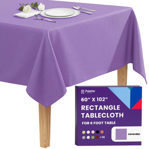 Gee Di Moda Rectangle Tablecloth - 60 x 102 Inch Lavender Table Cloth for 6 Foot Rectangle Tables - Heavy Duty Washable Fabric - for Holiday Party, Dinner, Weddings, Baby Shower & Events