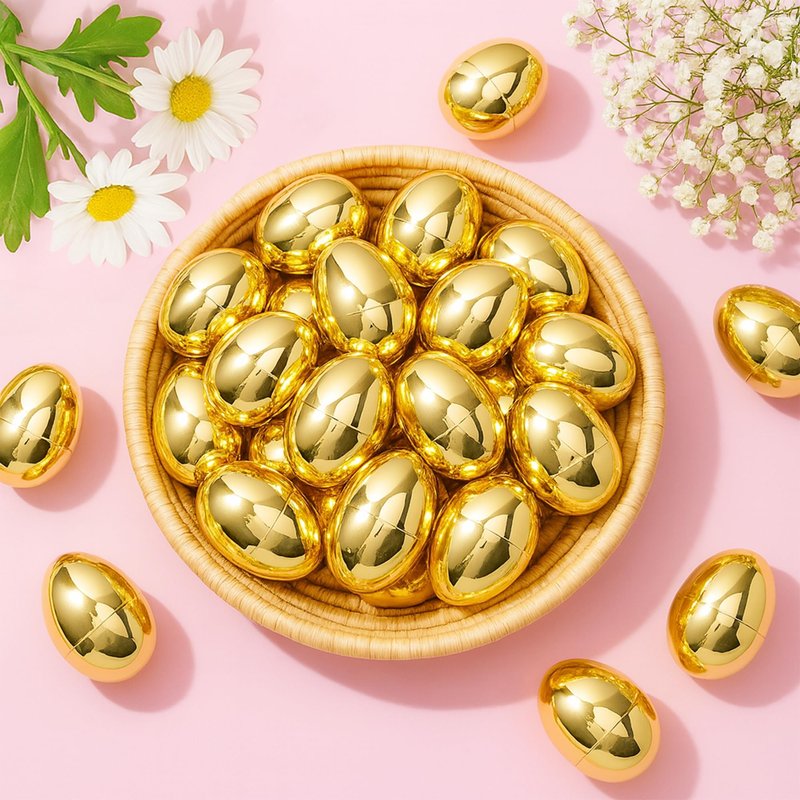 Celmuron Golden Easter Eggs 30 Pack, 2.36'' Fillable Plastic Eggs for Easter Egg Hunt, Basket Stuffers, Party Favors & Holiday Decorations