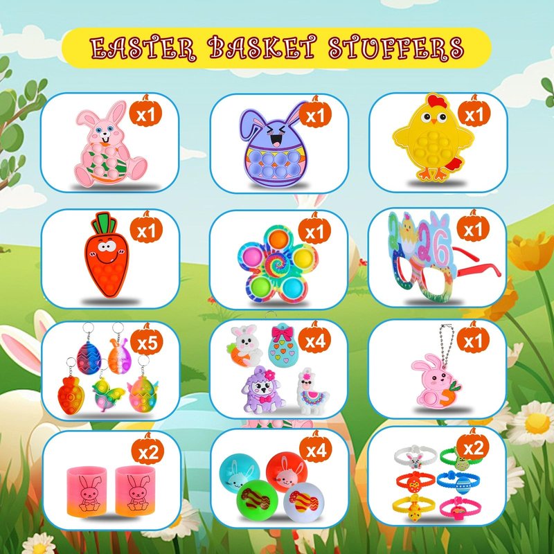 600 Pcs Easter Basket Stuffers for Kids Party Favors,Easter Fillers,Fidget Toys,Bulk Easter Toys,Stocking Stuffers Birthday Gifts,Carnival Treasure Classroom Prizes Box,Pinata Fillers,Easter Egg Hunt