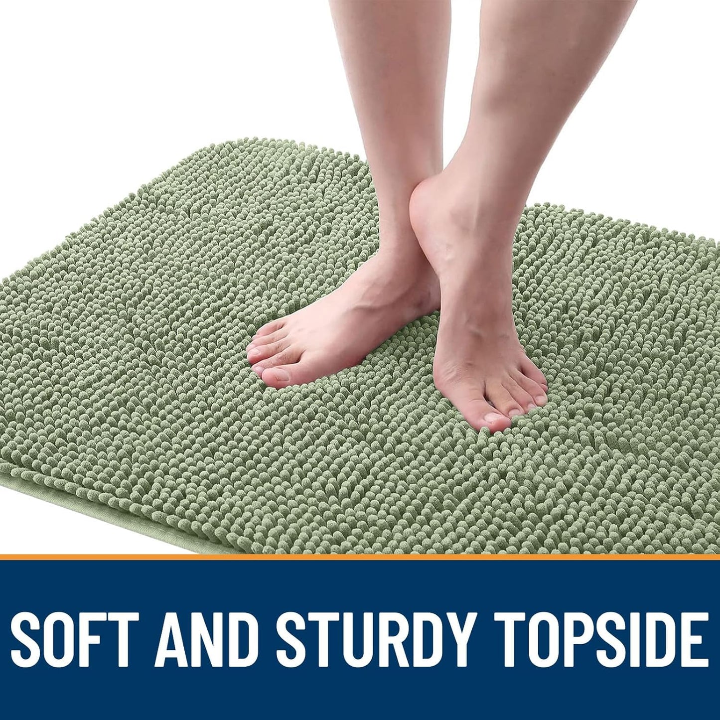 OLANLY Dog Door Mat - Absorbent Non-Slip Chenille Mat for Muddy Paws | 30x20, Quick Dry, Sage Green