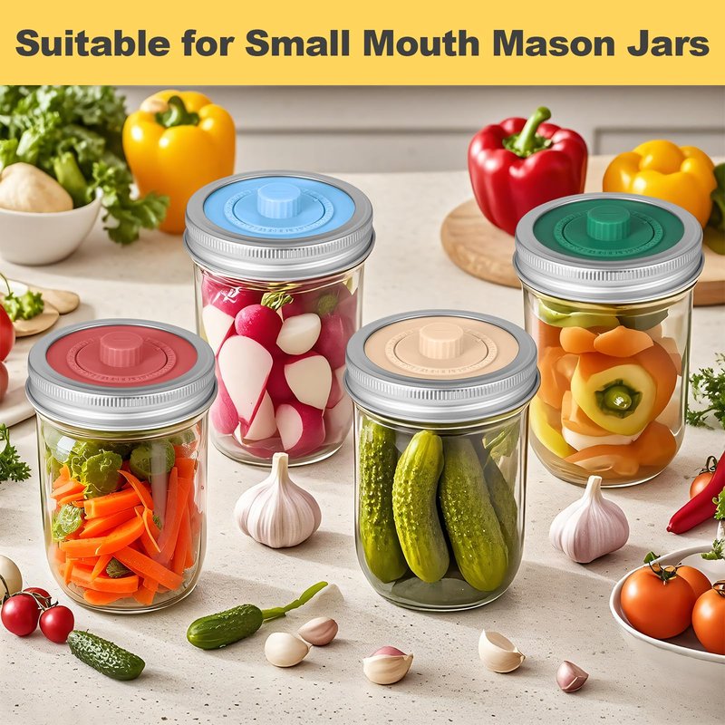 Mfacoy Airlock Fermentation Lids for Small Mouth Mason Jars, Fermenter Caps, Fermentation Kit for Sauerkraut & Pickle Kit, One Way Waterless Airlock Valve - BPA-Free (Jar Not Included)