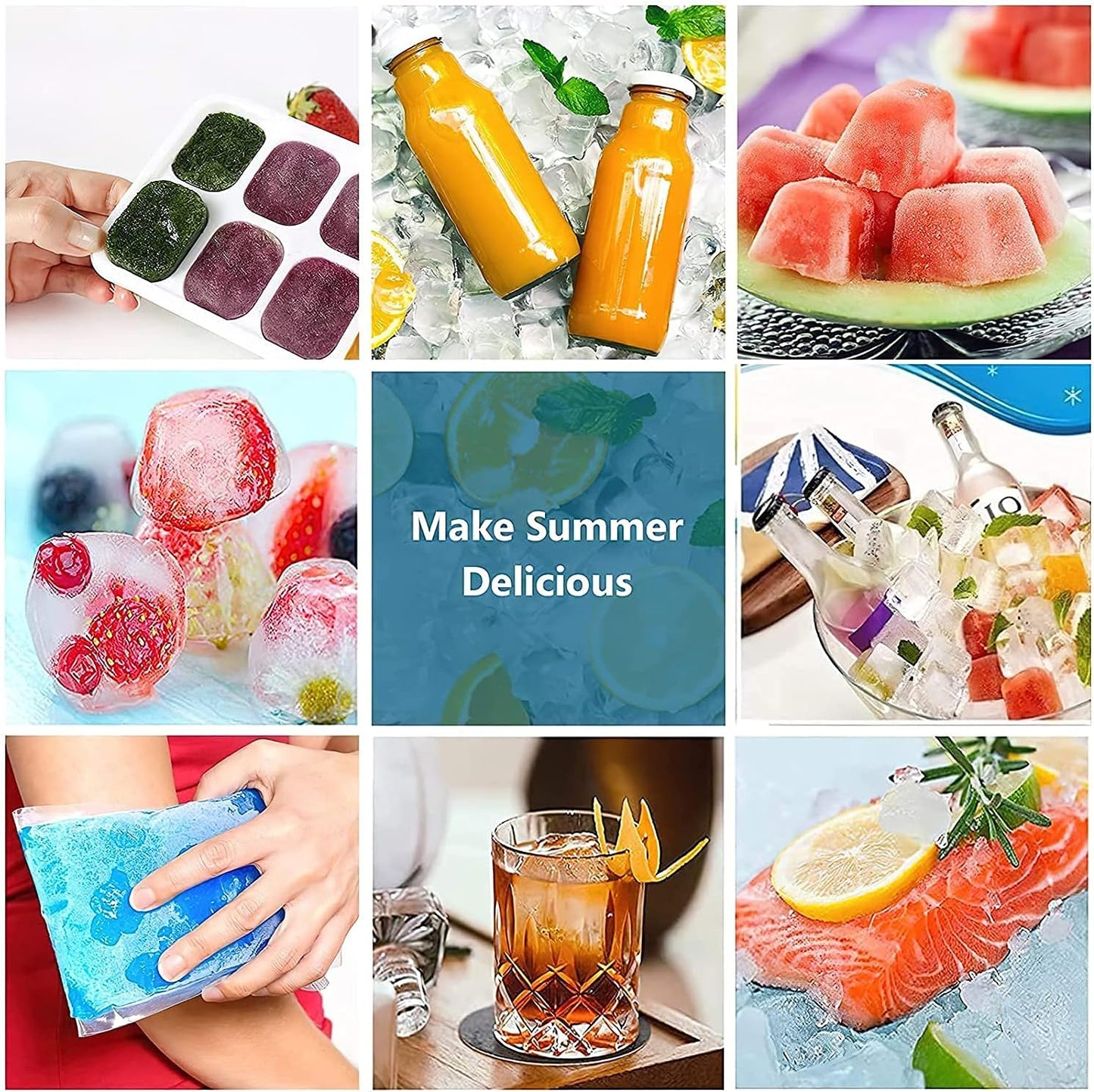 Airabc Silicone Ice Cube Trays - 4 Pack Easy-Release Design with Removable Lid | BPA Free & Stackable