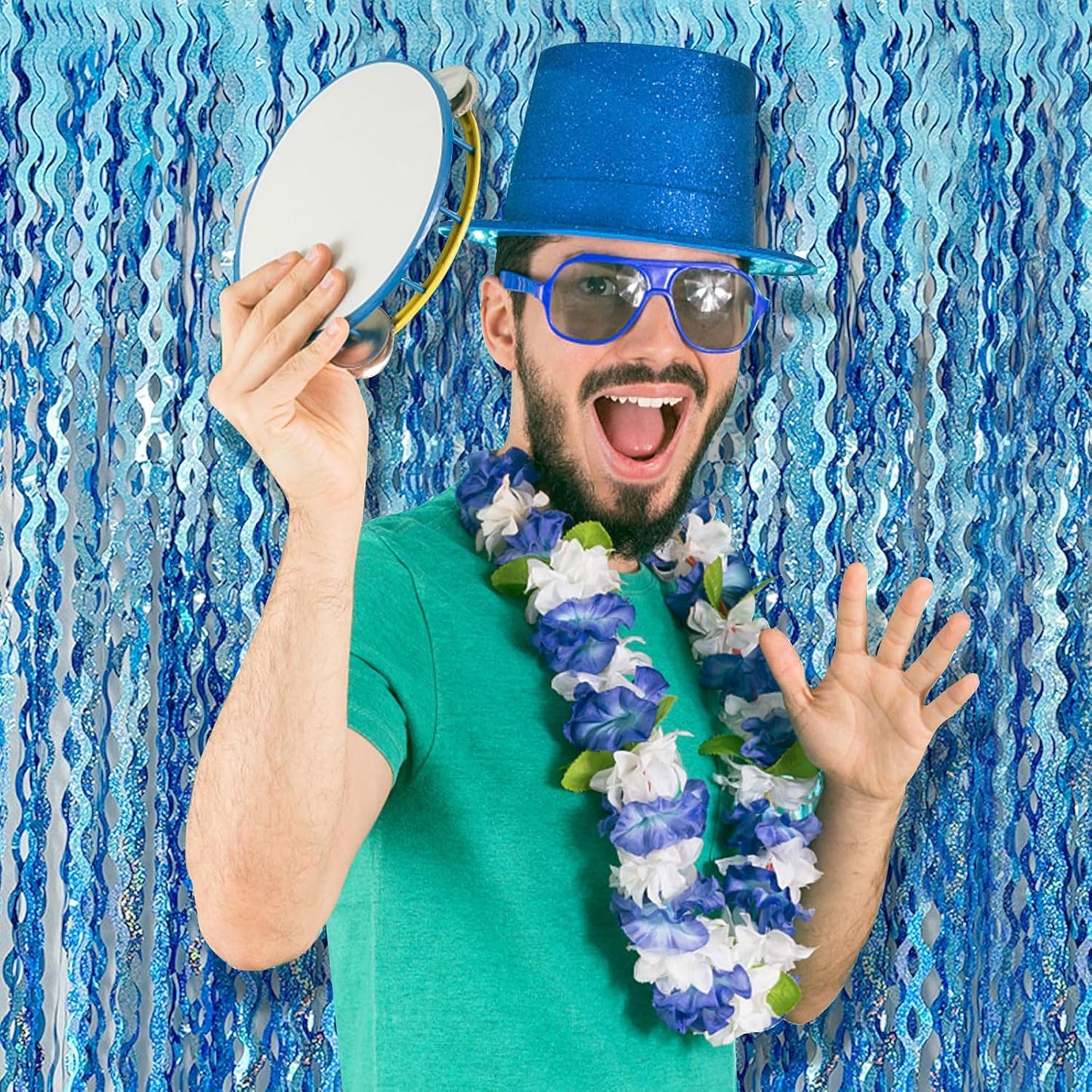 Skiennix Tinsel Foil Fringe Curtains - Sparkling Wavy Backdrop for Parties & Events | Perfect for Photo Booths