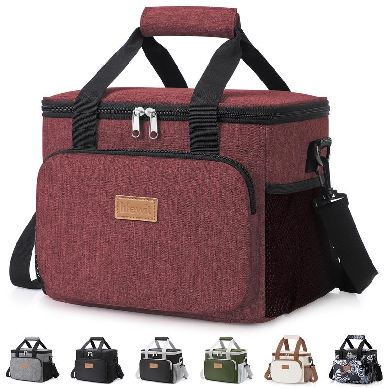 Lifewit Medium Lunch Bag, Insulated Lunch Box, Soft Cooler Cooling Tote for Adult Men Women, Burgundy 12-Can (9L)