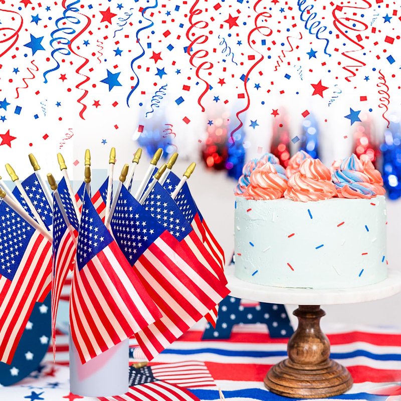 AhfuLife 15 Pcs American Mini Hand Held Flags for USA 250 Years Anniversary, 4×6 Inch USA Stick Flag with 10.5" Pole for World Cup Decor 2026, Independence Day, Sports Event Party Street Decor