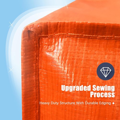 HOMESURE Large Water-Resistant Moving Bags - 4 Pack Heavy-Duty Storage Totes with Zippers & Handles | Space-Saving Orange Design