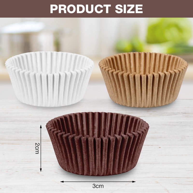 Zonon 1000 Counts Cupcake Liners for Baking Liners Paper Cupcake Wrappers Bulk Cup Cake Cases Muffin Baking Paper Cups for Candy Cooking(Brown White Nature,1.18 Inch-Mini Size)