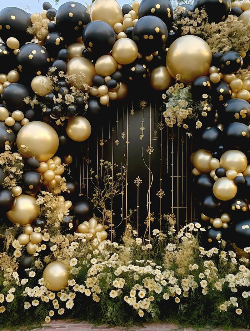 BAUANOOY 100pcs Black Balloons 12 inch, Black Latex Balloons with Ribbon for Graduation Birthday Party Decorations