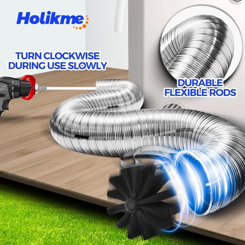 Holikme Dryer Vent Cleaner Kit - 34 Feet Flexible Lint Brush with Drill Attachment for Easy Cleaning