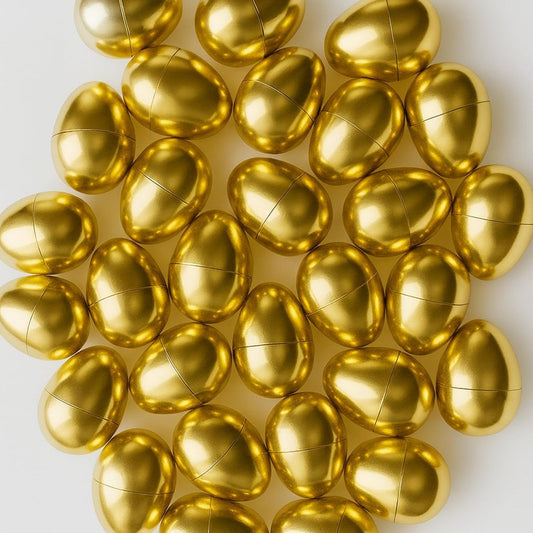 Celmuron Golden Easter Eggs 30 Pack, 2.36'' Fillable Plastic Eggs for Easter Egg Hunt, Basket Stuffers, Party Favors & Holiday Decorations