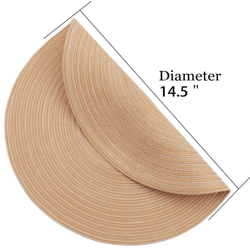 Braided Round Placemats Set of 6,Woven Washable Non-Slip Table Mats for Kitchen Dining, 14.5 Inch, Heat Resistant - Natural Fabric Indoor Outdoor Place Mats(Green)