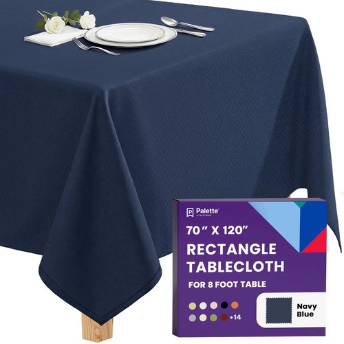 Gee Di Moda Rectangle Tablecloth - 70 x 120 Inch Navy Blue Table Cloth for 6 or 8 Foot Rectangle Tables - Heavy Duty Washable Fabric - for Holiday Party, Dinner, Weddings, Baby Shower & Events