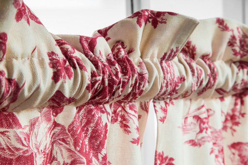 Maison d' Hermine Kitchen Curtain Set for Windows 100% Cotton Set of Kitchen Curtain Valance for Home [2 Tier (28"X36") and 1 Valance (56"X18")] Café Gifts for Mothers Day (The Miller - Red)