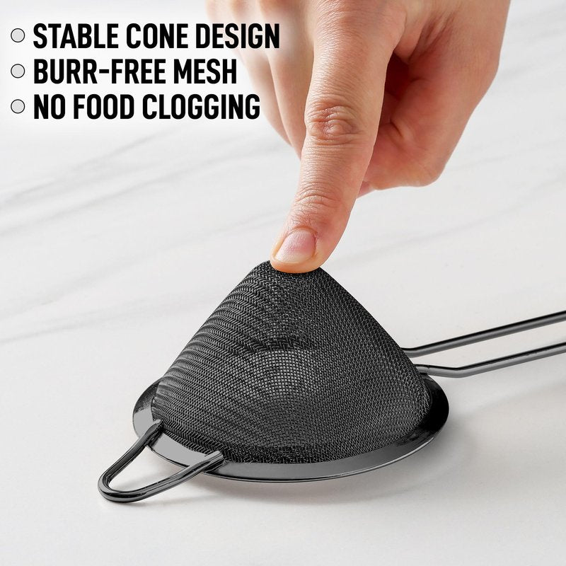 Zulay Stainless Steel Small Strainer - Effective Cone Shaped Cocktail Strainer For Cocktails, Tea Herbs, Coffee & Drinks - Fine Mesh Strainer That Is Rust Proof & Great As A Tea Strainer (Gold)
