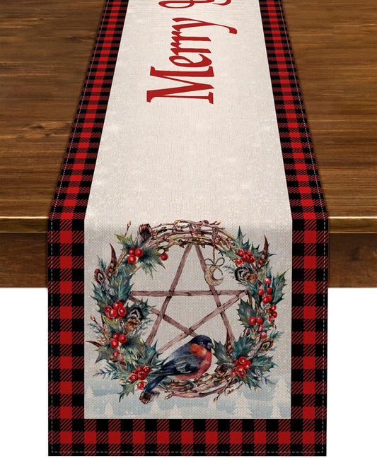 Nepnuser Yule Table Runner - Norse Wiccan Pagan Christmas Decoration | 72 Inches for Holiday Home Decor