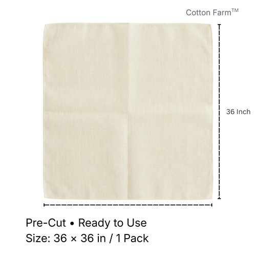 Cotton Farm Grade 100 XL Cheese Cloth for Straining & Cooking; 36x36 Inch; 100% Unbleached Cotton Cheesecloth; Reusable with Finished Edges, Butter Muslin