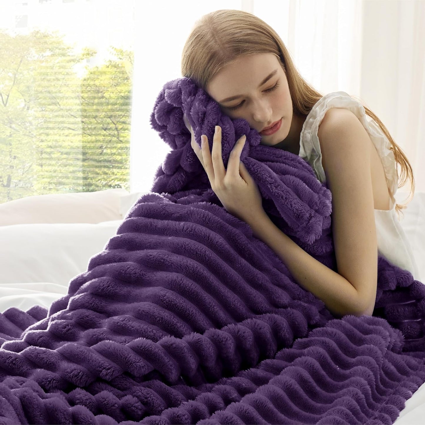 Bedsure GentleSoft Throw Blanket - Super Soft Cozy Purple Blanket for Couch | 50x70 Inches