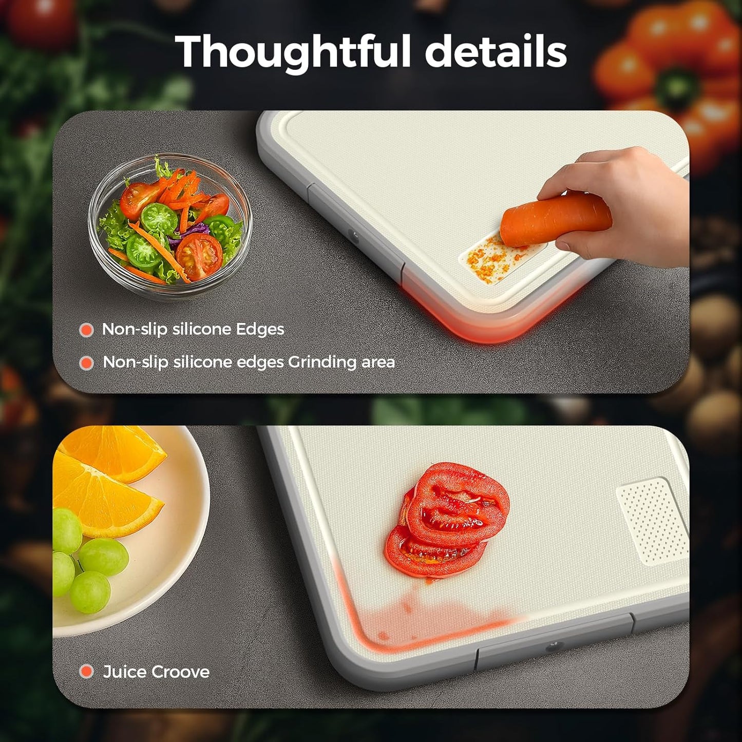 Sumzzz Stainless Steel Cutting Board - 2-in-1 Double-Sided Chopping Board, Dishwasher Safe, Large 16”×11”