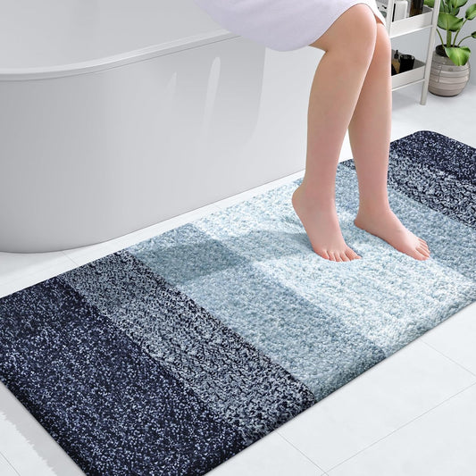 OLANLY Large Bath Rugs - Extra Soft Microfiber, Quick Dry & Washable | 54x24, Airy Blue