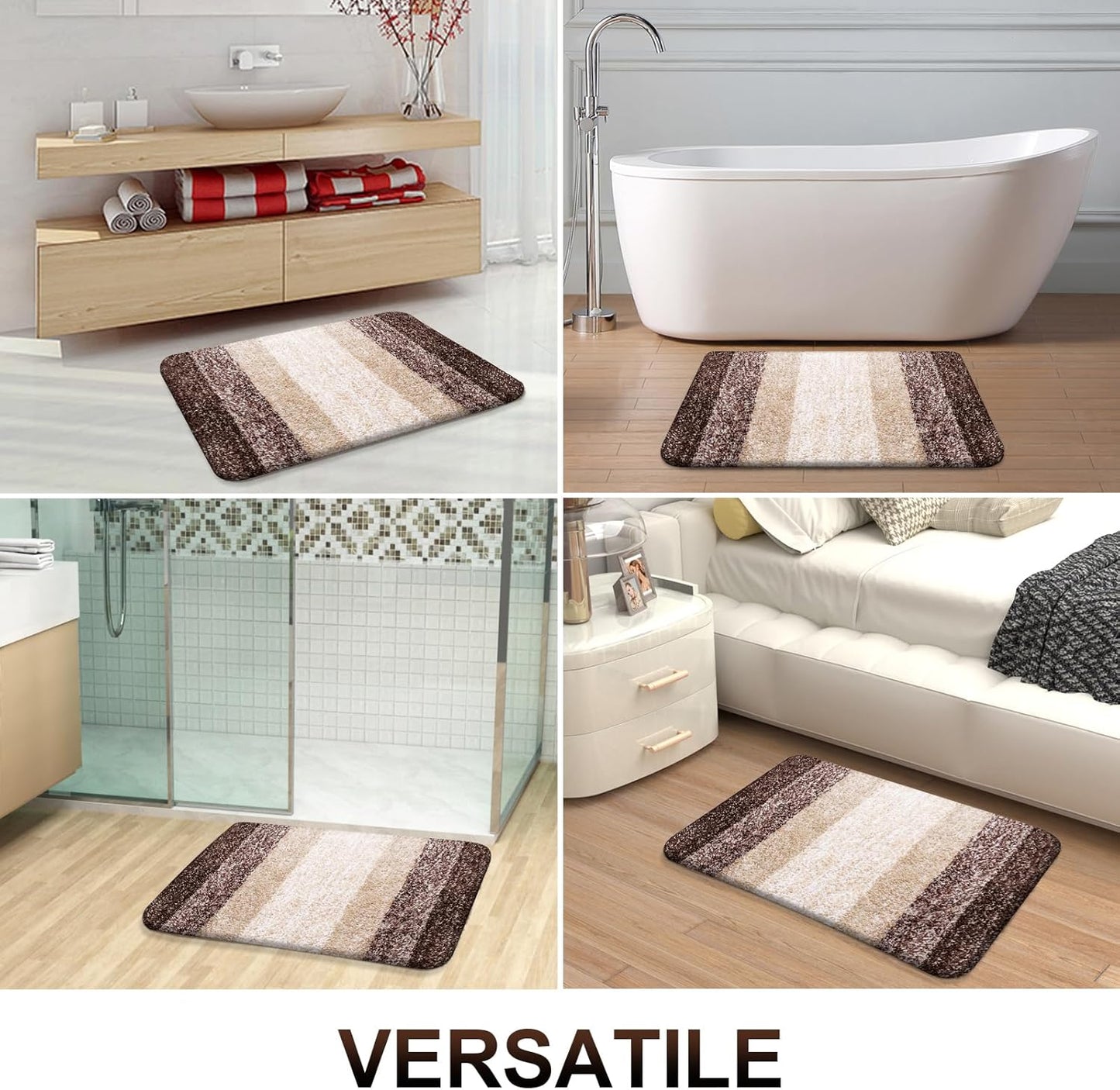 OLANLY Large Bathroom Rug Mat - Extra Soft Microfiber, Quick-Dry, Machine Washable | 50x30, Brown