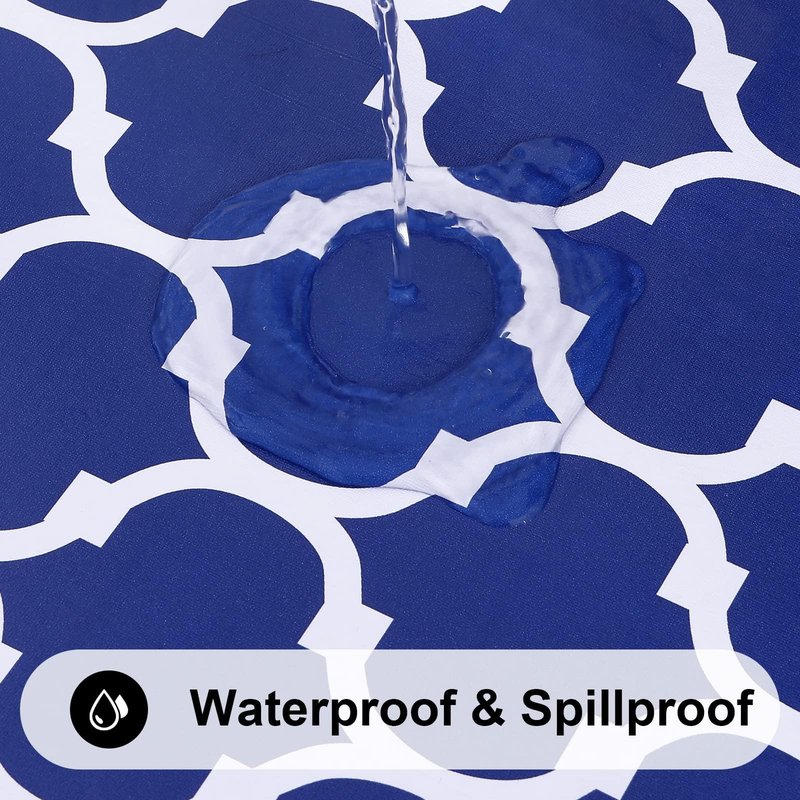 Smiry Rectangle Table Cloth Cover, Waterproof Vinyl Tablecloth with Flannel Backing for Rectangle Tables, Wipeable Spillproof Plastic Tablecloths for Dining, Camping and Indoor (60"x84", Navy)