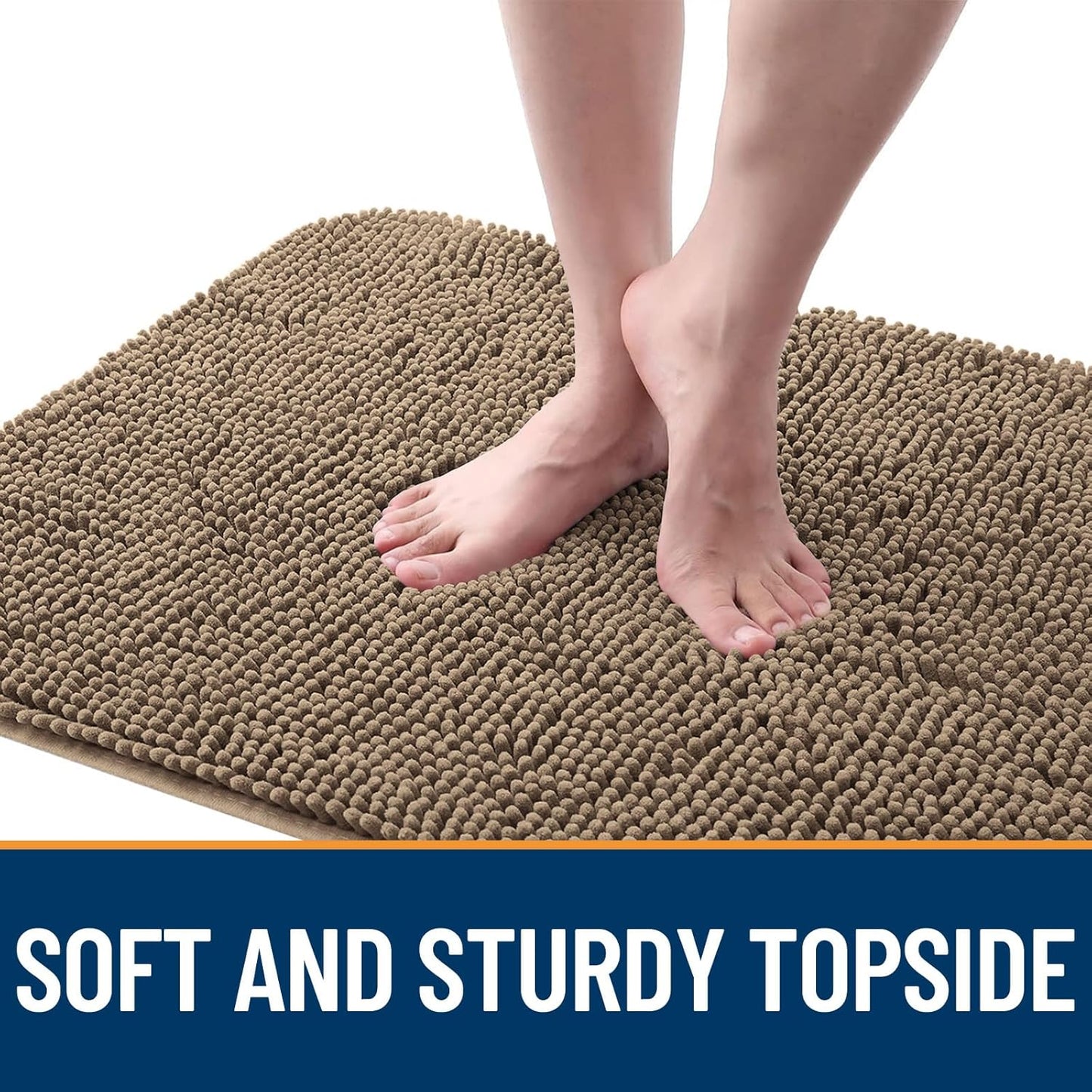 OLANLY Dog Door Mat - Absorbent Non-Slip Chenille Mat for Muddy Paws | 44x24 Tan Indoor Carpet