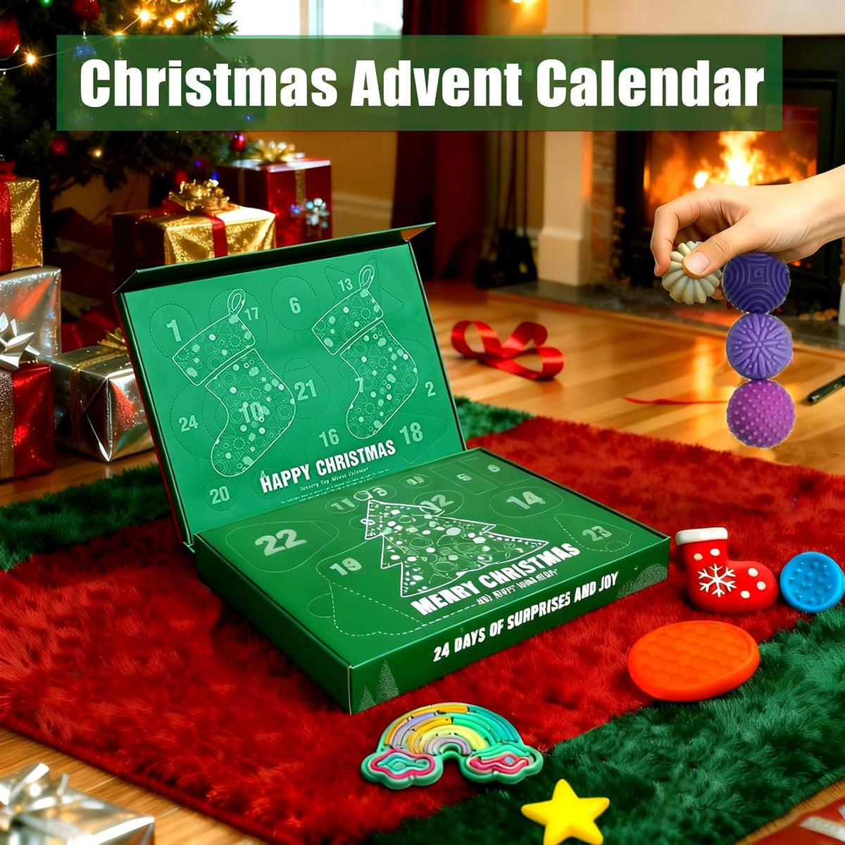 Advent Calendar Fidget Toys - Sensory Stone Set for Kids | 24 Days Countdown | Perfect Christmas Gift