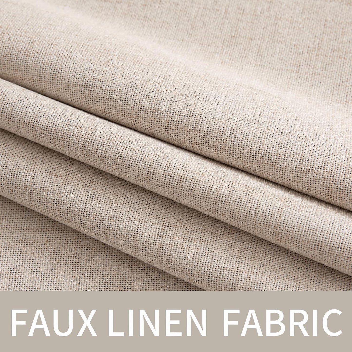MIULEE 90-Inch Linen Textured Blackout Curtains - Thermal Insulated Natural Beige Drapes | Luxury Room Darkening for Bedroom & Living Room (2 Panels)