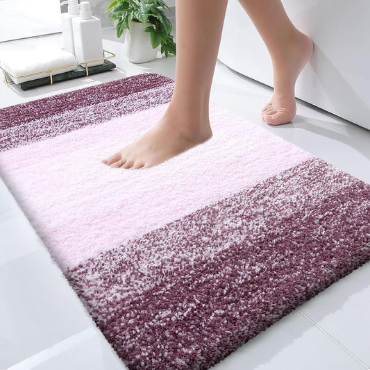 OLANLY Bathroom Runner Rug - Extra Soft Microfiber Mat, Quick Dry & Washable, 47x17, Mauve