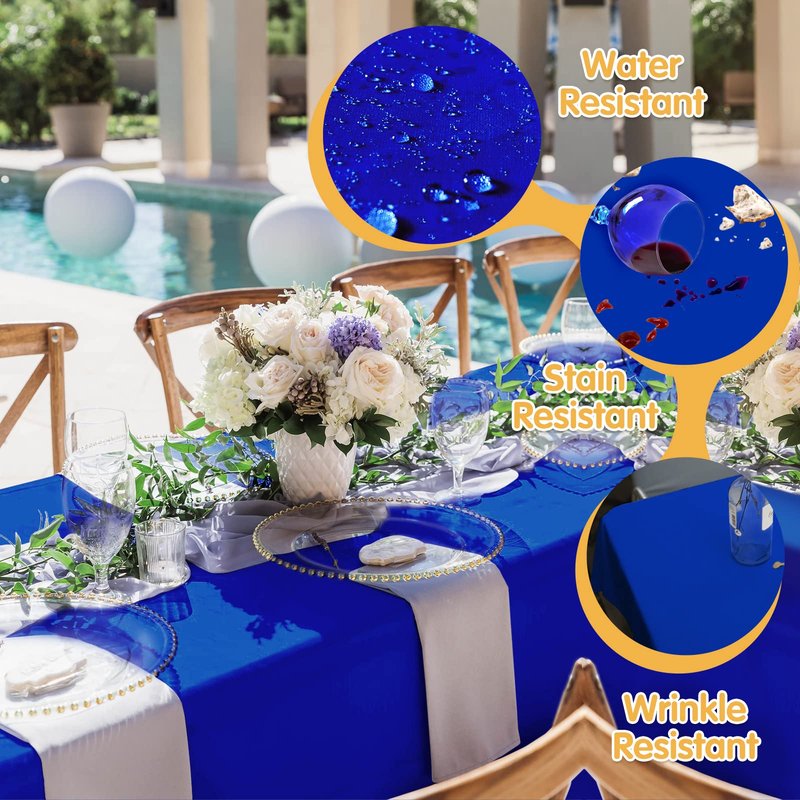 BRILLMAX 8 Pack Royal Blue Tablecloths 70 x 120 Inch for 6ft & 8ft Rectangle Tables - 150 GSM Polyester Fabric, Universal Fit, Water, Stain & Wrinkle Resistant Cloth Cover for Wedding Banquet