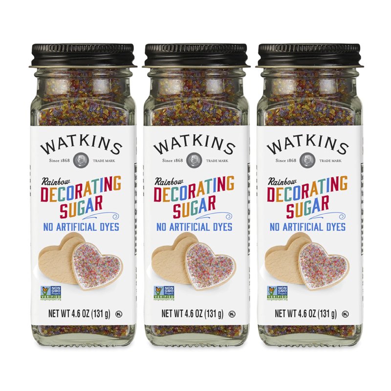 Watkins Rainbow Decorating Sugar, Non-GMO, 4.6 Ounce, Pack of 3