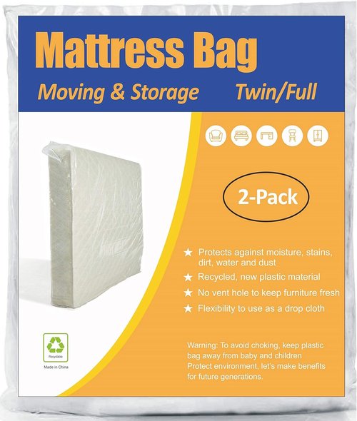 ComfortHome Mattress Bag - Durable Moving & Storage Solution | Twin & Full Size, 2 Pack Clear