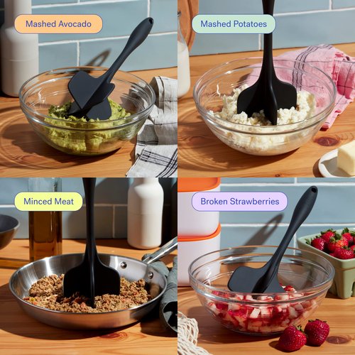GIR: Get It Right Silicone Quad Meat Chopper Kitchen Essentials - 12-Inch Slate - Non-Stick Heat Resistant Handle - Versatile Meat Masher - Ground Beef Chopper Tool