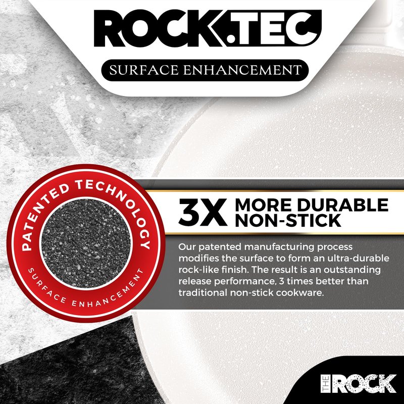 THE ROCK SOHO 4 Qt Nonstick Deep Frying Pan Skillet with Glass Lid, 11 Inch Large Deep Frying Pan, Ceramic Non Toxic Skillet with Heat-Resistant Handle, PFOA & PFAS Free, Oven & Dishwasher Safe, Cream
