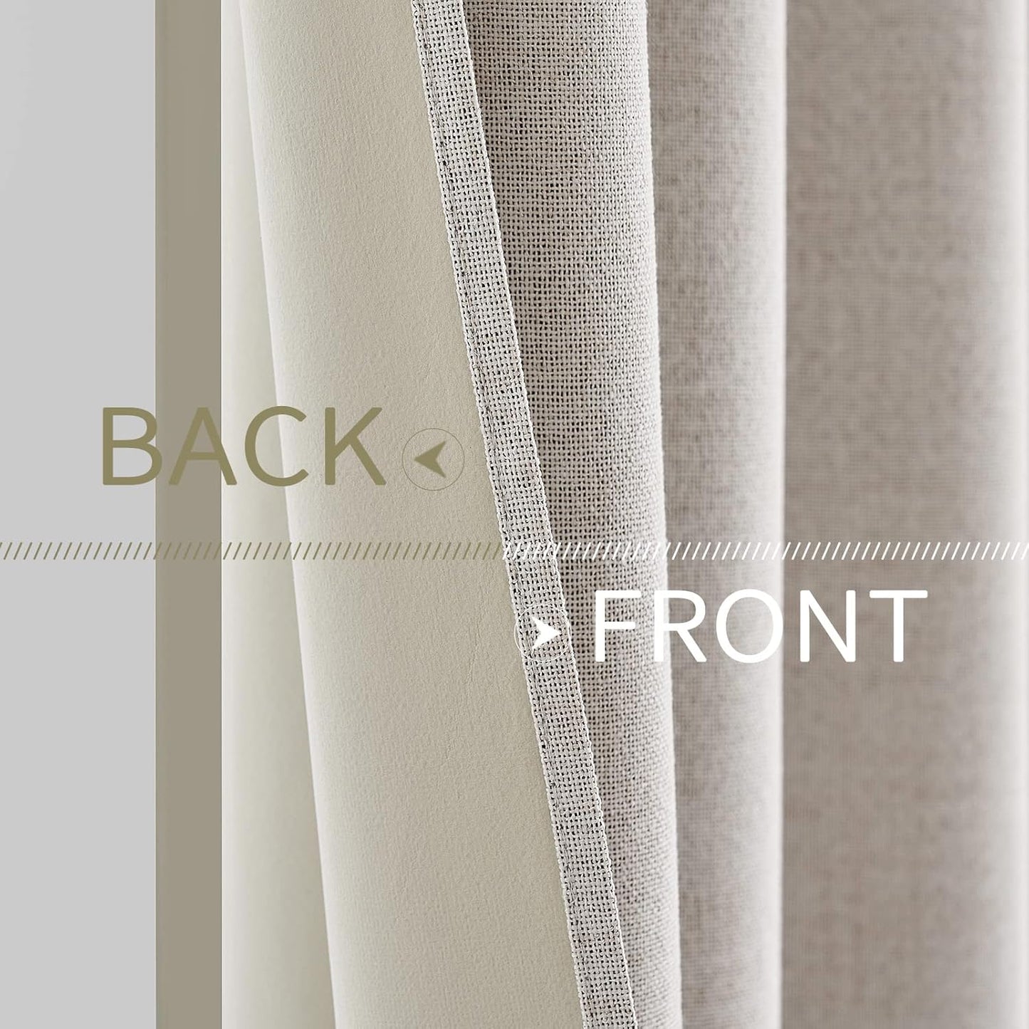 MIULEE 100% Blackout Linen Textured Curtains - Thermal Insulated Ivory Grommet Drapes | 62 x 90 Inch (2 Panels)