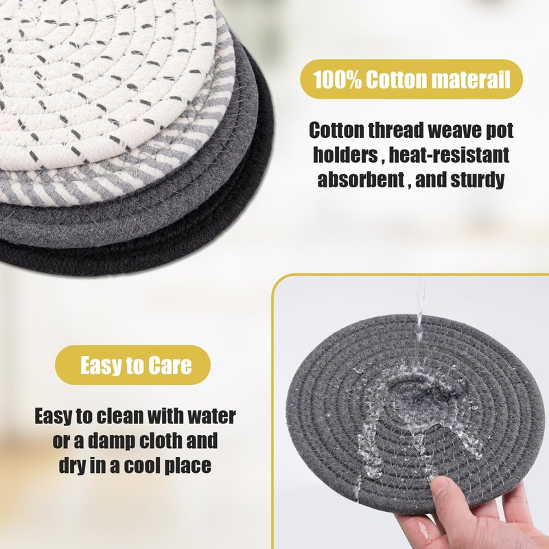 Trivets for Hot Dishes, Hot Pads for Kitchen, 7'' Trivets for Hot Pots and Pans, Pot Holders for Kitchen, Pot Holders Heat Resistant 4-Pcs, Kitchen Essentials for New Home